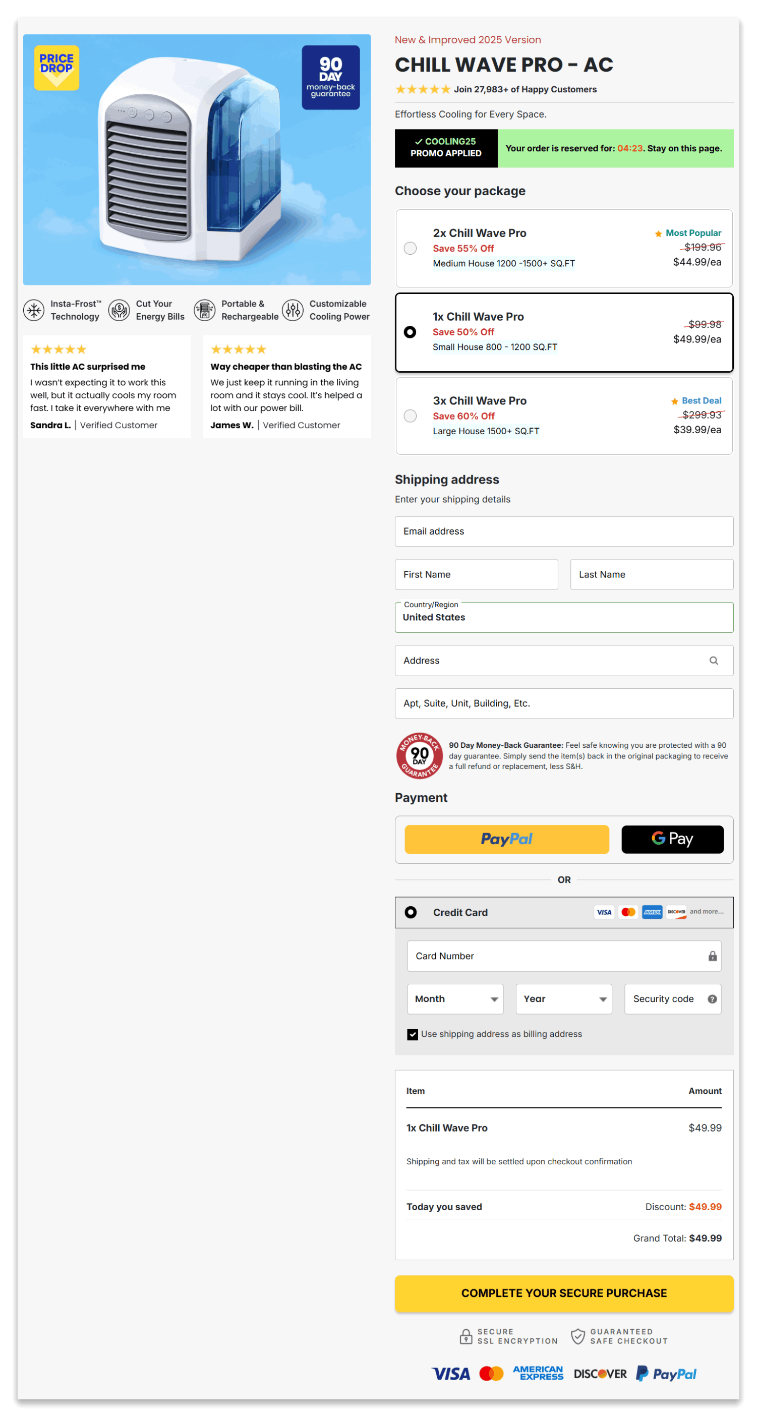 Chill Wave Pro secure checkout page